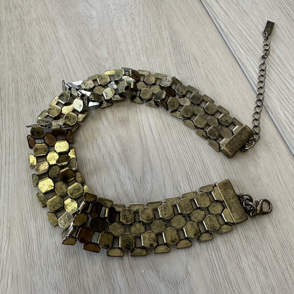 💙2 for $5 Gold and Silver Hexagon Chain Choker Necklace